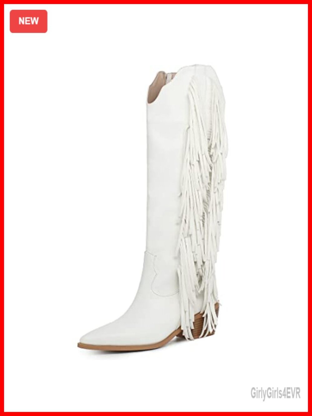Women's Fringe Cowgirl Knee High Western Boots Synthetic Leather